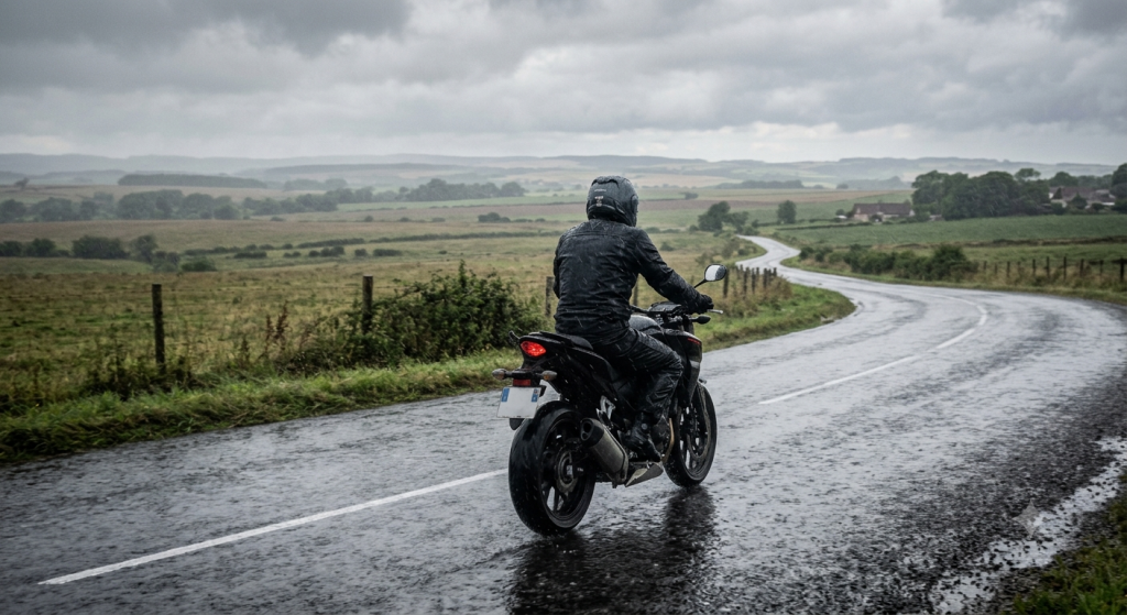 Honda cb500 sous la pluie