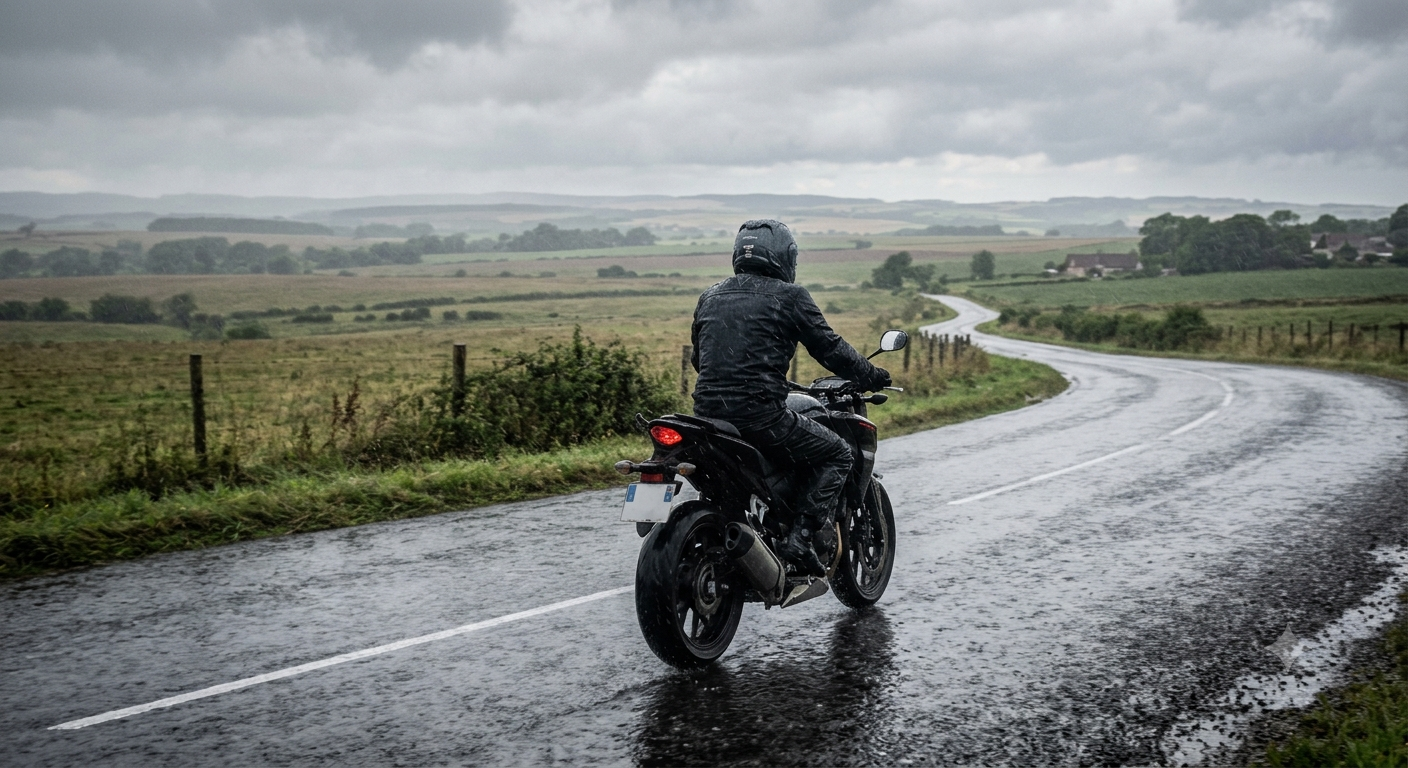 Honda cb500 sous la pluie